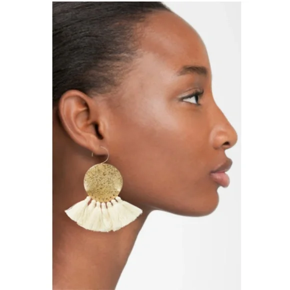 Free People Anthropologie Serefina Tassel Gong Sparkle Earrings - Picture 3 of 8